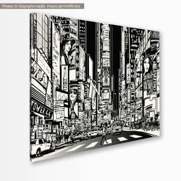 Canvas print New York night vector grayscale Framed canvas View 1 2