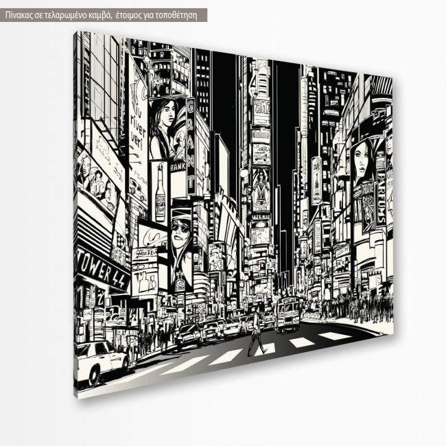 Canvas print New York night vector grayscale, κοντινό