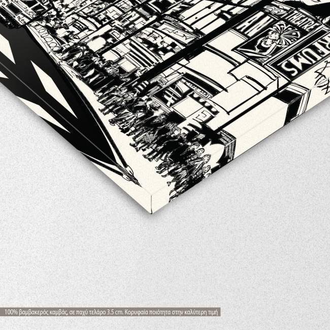 Canvas print New York night vector grayscale, λεπτομέρεια