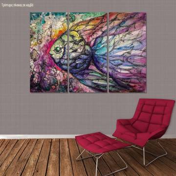 Canvas print Fish watercolors, 3 panels