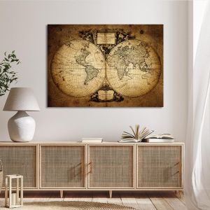 Πίνακας σε καμβά Χάρτης Map of world 1752 Καμβάς τελαρωμένος Όψη 1 2