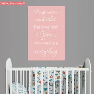 Kids canvas print Now we have everything girly