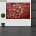 Canvas print Blossoming almond tree (red), van Gogh Vincent, 3 panels