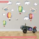 Kids wall stickers Hot air balloons and airplanes