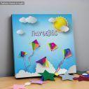 Kids canvas print Κites in the sky, square