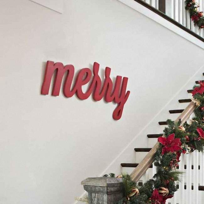 Wooden word merry