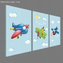Kids canvas print Airplane,  3 panels