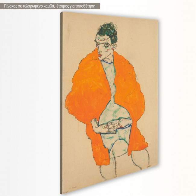 Πίνακας ζωγραφικής Standing male figure self portrait, Schiele E, αντίγραφο σε καμβά, κοντινό