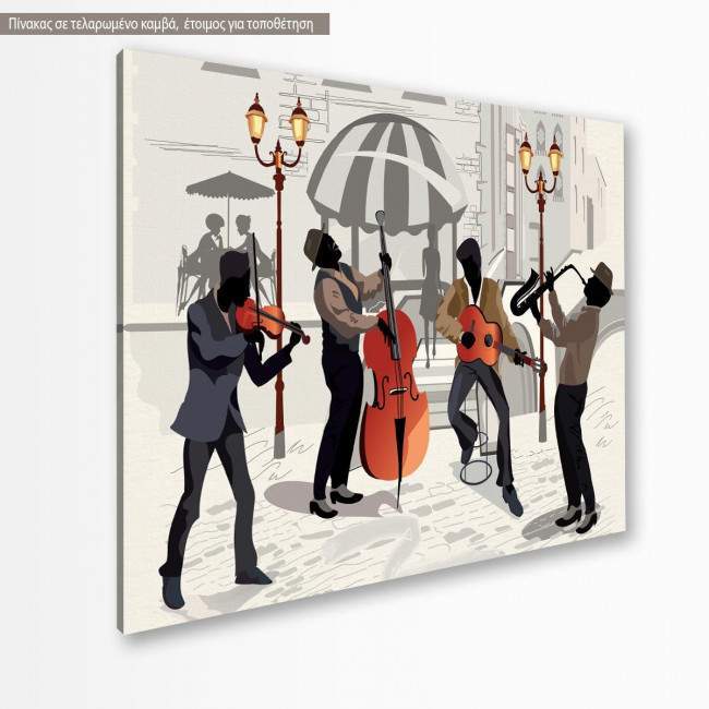 Canvas print Street cafe with musicians