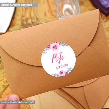 Sticker label for envelope roses watercolor 2