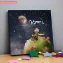 Kids canvas print The Little prince with a rose on a planet