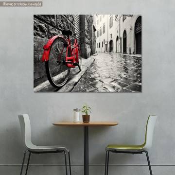 Πίνακας σε καμβά Βέσπα, κόκκινο ποδήλατο