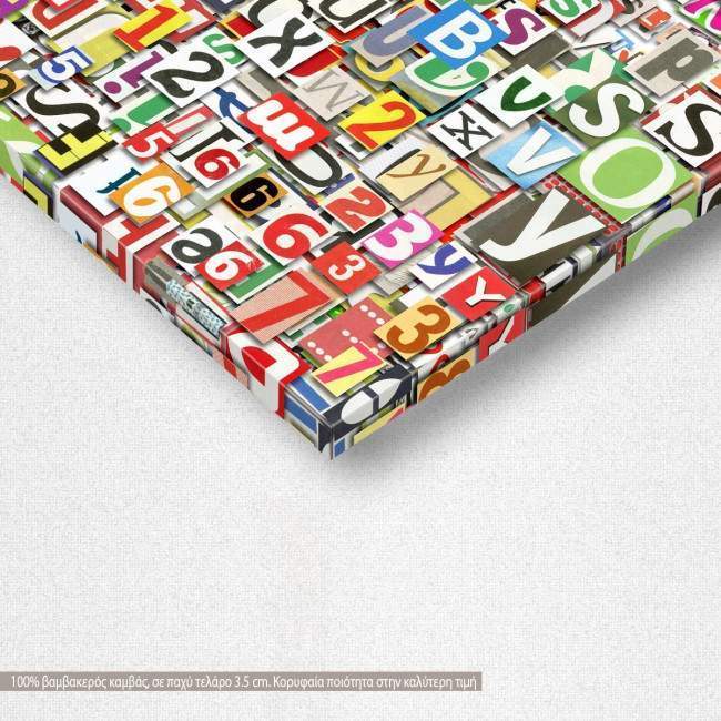 Canvas print Digital letters collage, detail