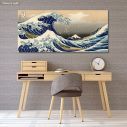 Πίνακας ζωγραφικής The great wave off Kanagawa, K. Hokusai, πανοραμικός, αντίγραφο σε καμβά