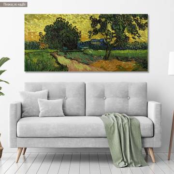 Canvas print Landscape at twilight, Vincent van Gogh, panoramic