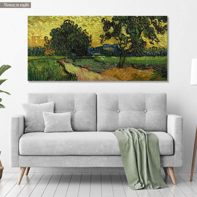 Πίνακας σε καμβά Landscape at twilight, Vincent van Gogh, πανοραμικός