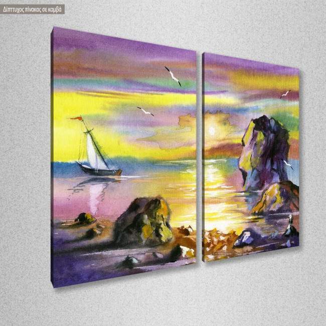 Πίνακας σε καμβά Sea landscape, δίπτυχος, κοντινό