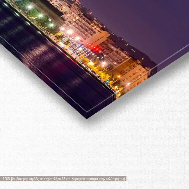 Πίνακας καμβά Νυχτερινή Θεσσαλονίκη, πανοραμικός, λεπτομέρεια
