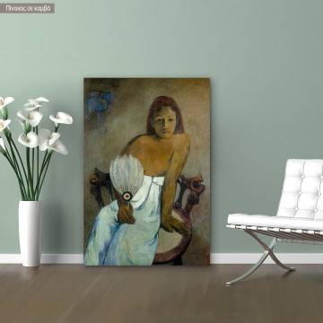 Πίνακας ζωγραφικής Girl with a fan, Gauguin P, αντίγραφο σε καμβά