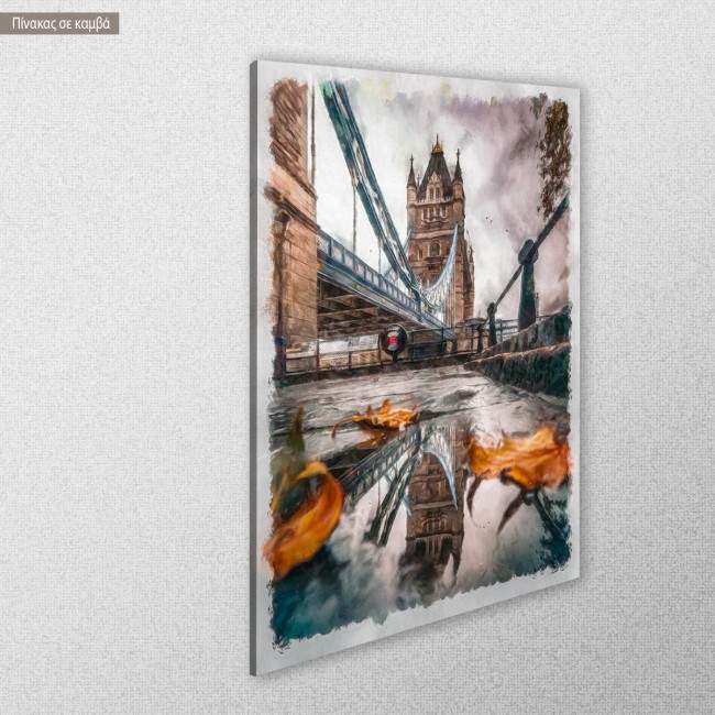 Πίνακας σε καμβά Λονδίνο, London bridge tower in watercolor, κοντινό