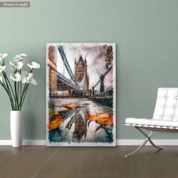 Πίνακας σε καμβά Λονδίνο, London bridge tower in watercolor