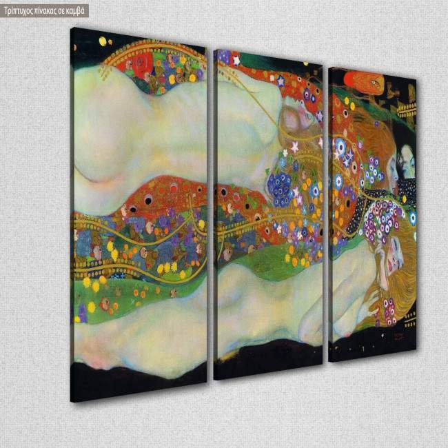 Πίνακας σε καμβά Water serpents II, Klimt G, τρίπτυχος, κοντινό