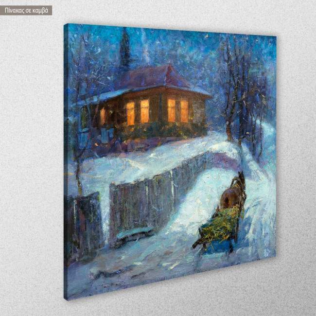 Canvas print Winter night square, side