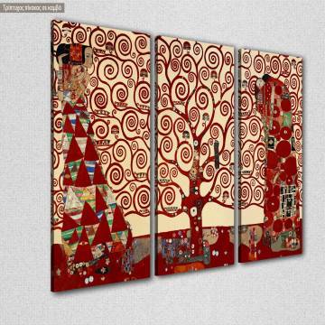 Πίνακας σε καμβά Tree of life  red, Klimt G, τρίπτυχος 2