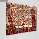 Canvas print Tree of life  red, Klimt G,  3 panels, side