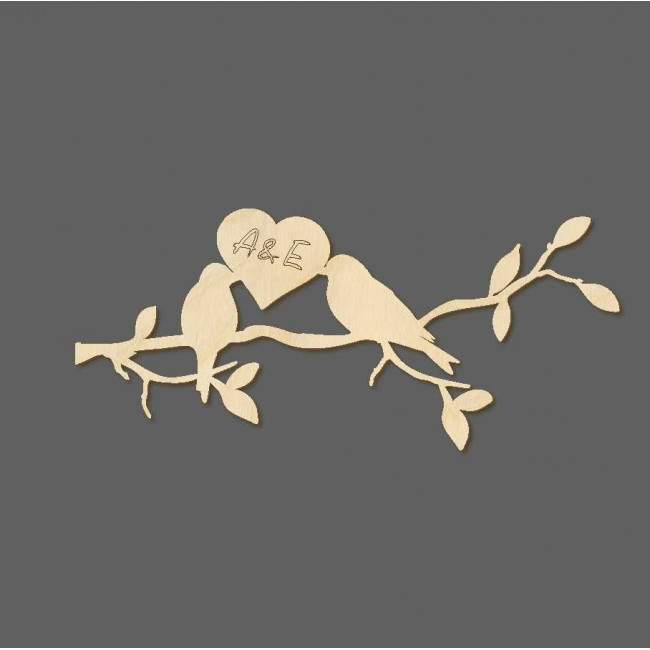 wooden Love birds with initials
