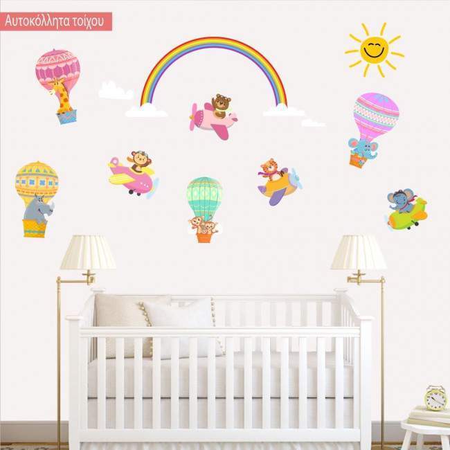 Kids wall stickers Flying animals for baby girl