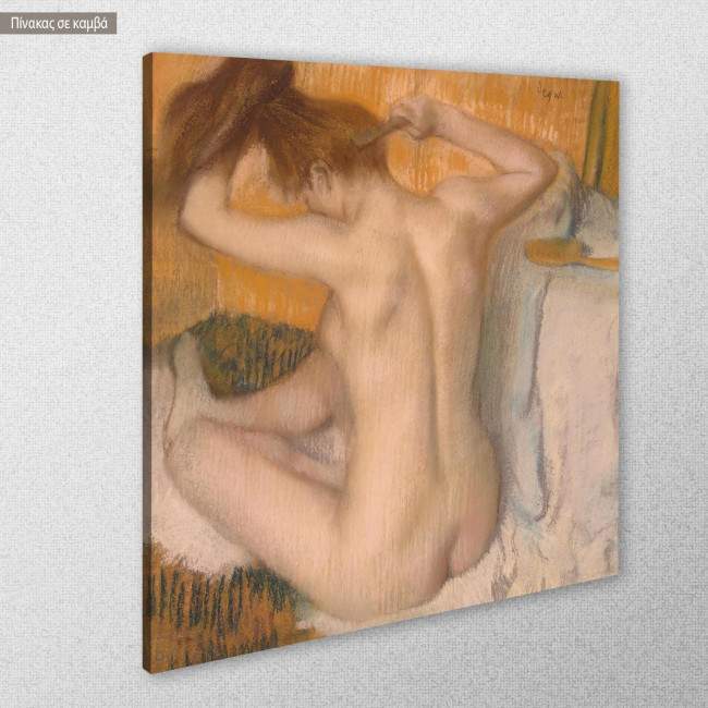 Πίνακας ζωγραφικής Woman combing her hair, Degas E, αντίγραφο σε καμβά, κοντινό