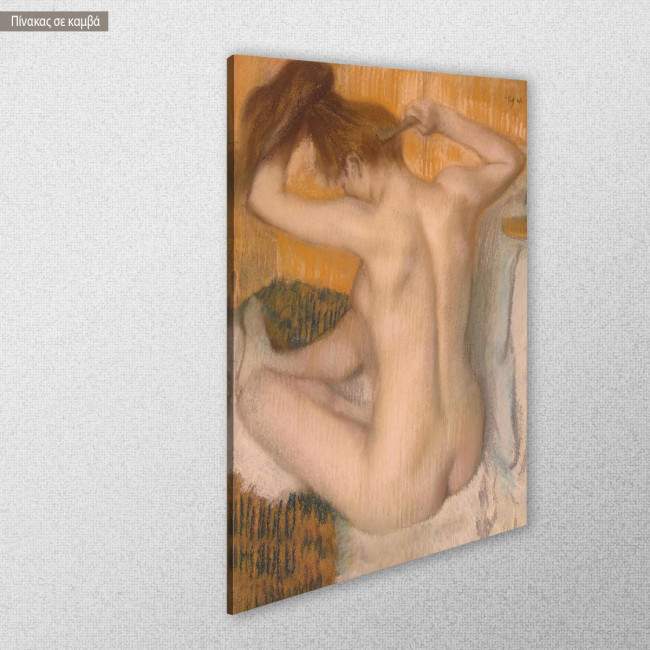 Πίνακας ζωγραφικής Woman combing her hair vertical, Degas E, αντίγραφο σε καμβά, κοντινό, κοντινό