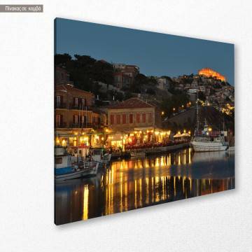 Canvas print Harbor and castle with night lights 2
