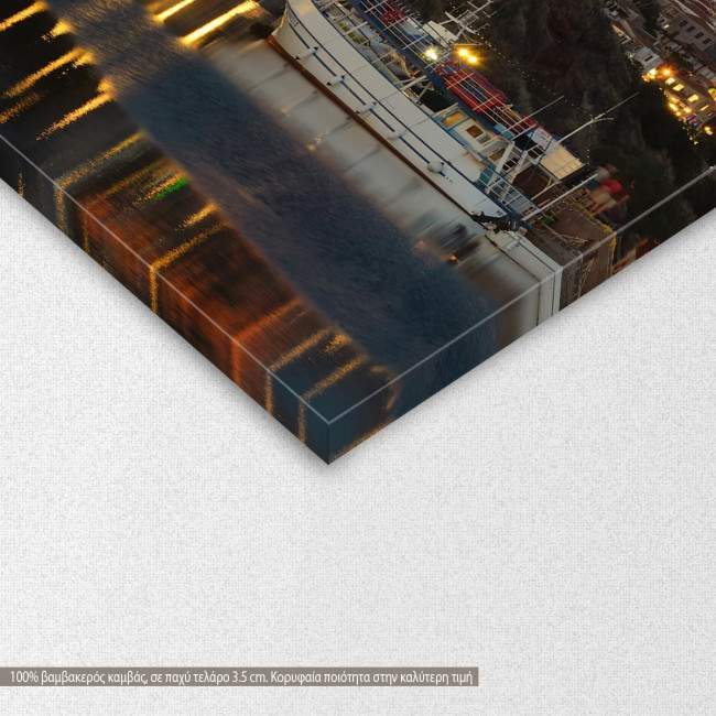 Canvas print Harbor and castle with night lights, detail