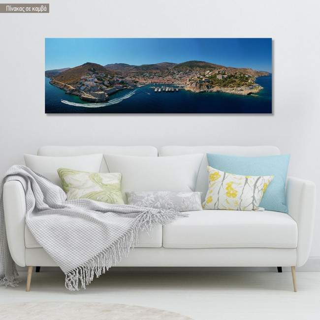 Canvas print Hydra's port, panoramic