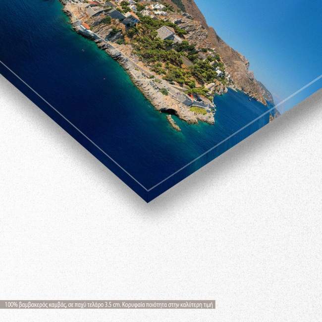 Πίνακας σε καμβά Ύδρα, με το λιμάνι, πανοραμικός, λεπτομέρεια