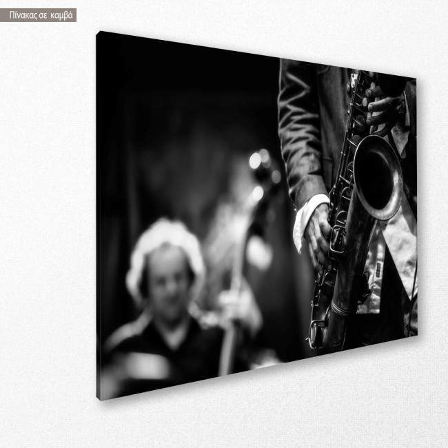 Πίνακας σε καμβά Jazz in black and white, κοντινό