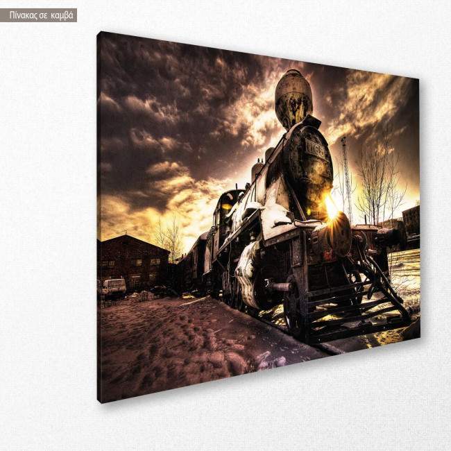 Canvas print Steampunk train, side