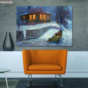 Πίνακας σε καμβά Τοπίο το χειμώνα, Winter night