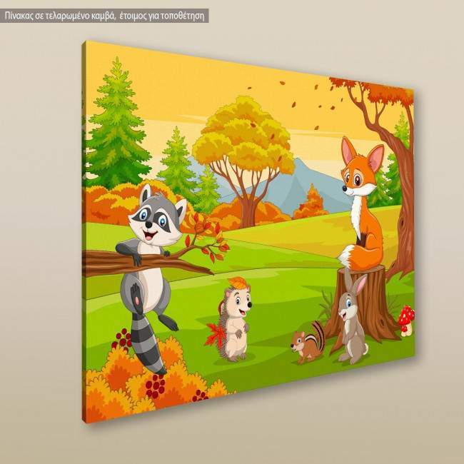 Kids canvas print Autumn forest animals