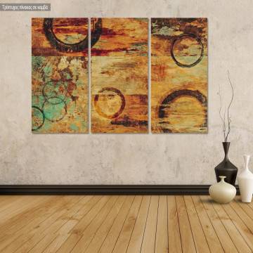 Canvas print Circles with squares,  3 panels