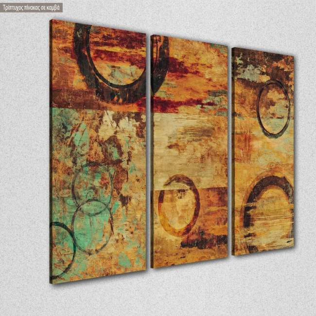 Canvas print Circles with squares,  3 panels, side