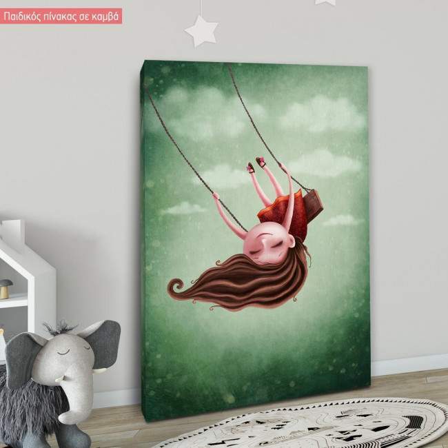 Canvas print Little girl on the swing