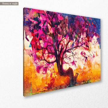Πίνακας σε καμβά Δέντρο Abstract pink tree Καμβάς τελαρωμένος Όψη 1 2