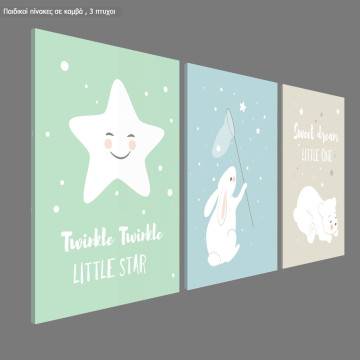 Canvas print Sweet dreams, bunny, 3 panels 2