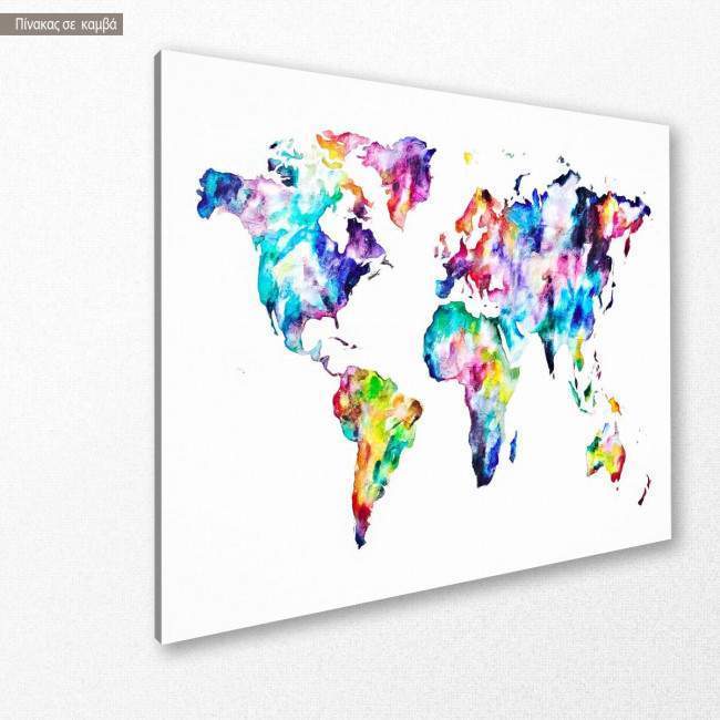 Canvas print Colorful world map I, side