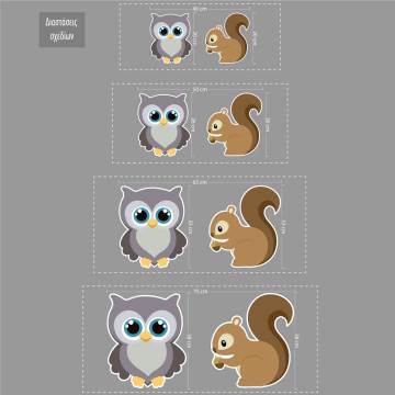 Wooden figure Owl annd squirrel set 2 pc 2