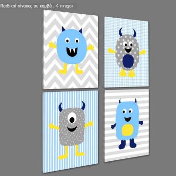 Kids canvas print Now we have everything, owl, boys four panels 2
