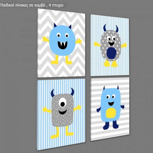Kids canvas print Now we have everything, owl, boys four panels